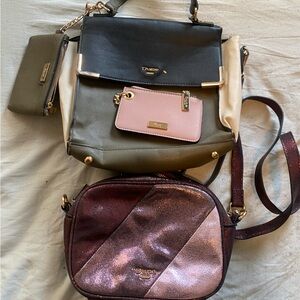 Dune London Bag Lot Olive, Black & Cream Top-Handle Bag with Pink Crossbody